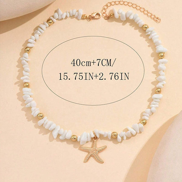 Irregular Pebble Clavicle Necklace With A Starfish Design